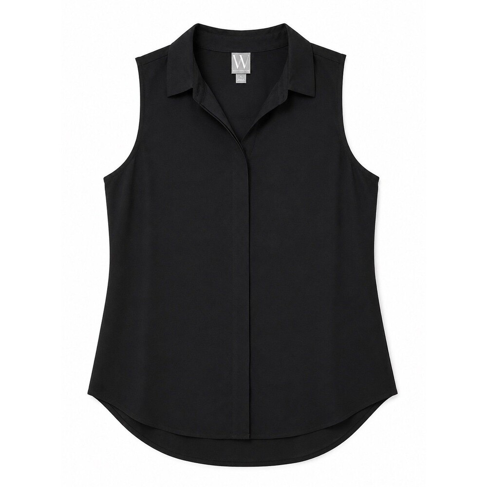 Worthington Women’s XL Black Sleeveless Hidden Button Career Blouse Office Top